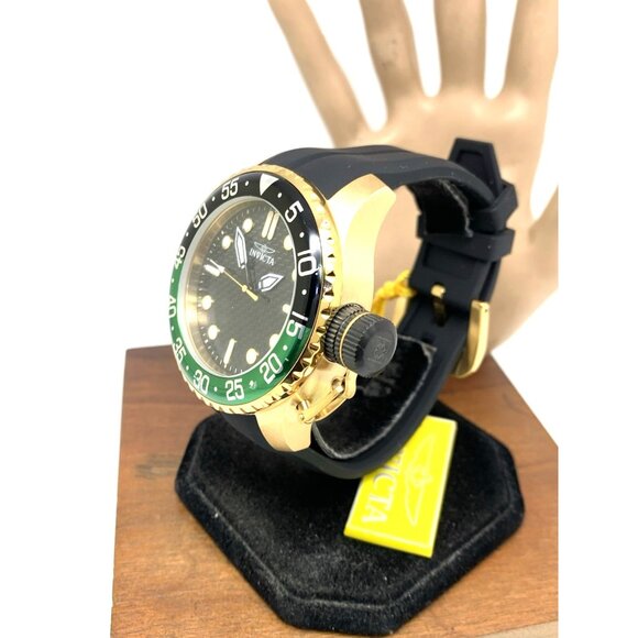 Invicta Men's Watch 35661 Pro Diver Quartz Gold Black Green Bezel Rubber Band - Picture 2 of 15